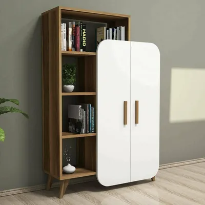 Imagen del producto de Tormalina - Credenza, 90x32x132h cm Marrón Nogal, 5 Estantes