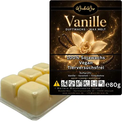 Produktbild von WonderWax Duftwachs Wax Melts für Duftlampe, 6 Würfel Duftmelt Wachsmelt Sojawachs Duftwachs Würfel für Raumdüfte, Wachs Duftöl Winter Indoor Schmelzen für Aromalampe Vanille