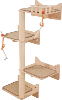 Produktbild von Katzen-Wandkletterwand 7-teilig, Sisal-Kratzpfosten, platzsparend, für Innen