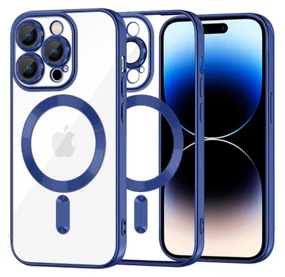 Produktbild von Techsuit Luxury Crystal Back Cover Hülle mit MagSafe für Apple iPhone 14 Pro - Dunkelblau
