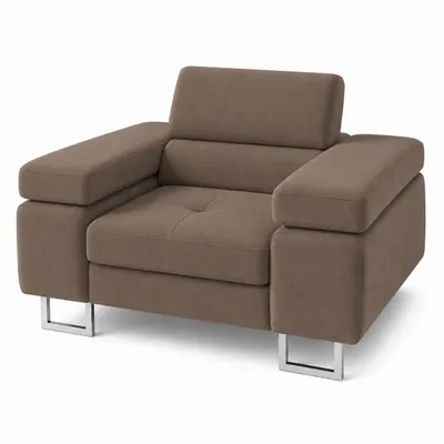 Produktbild von Sessel LAZARO in Braun 134 x 90 x 102 cm bequemer Polstersessel mit breiten Armlehnen, KI-generiertes Bild