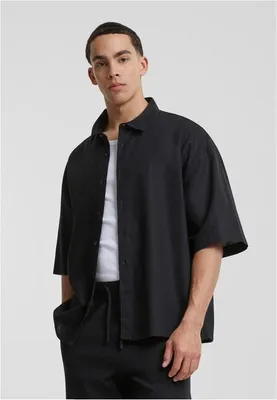 Zdjęcie produktu dla Urban Classics Boxy bawełniana koszula lniana czarna - M