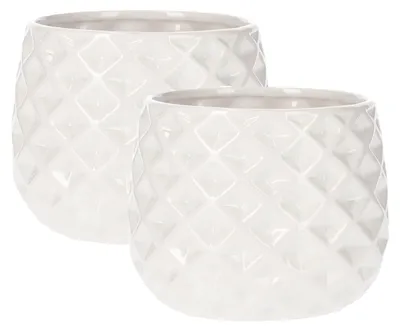 Immagine prodotto di KOTARBAU® Vaso in Vetroceramica, vaso interno per fiori e piante, 13 cm, bianco, set da 2
