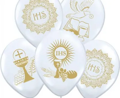 Image de Ballons avec l'impression ""COMMUNION WHITE MIX"" - 25 pcs.