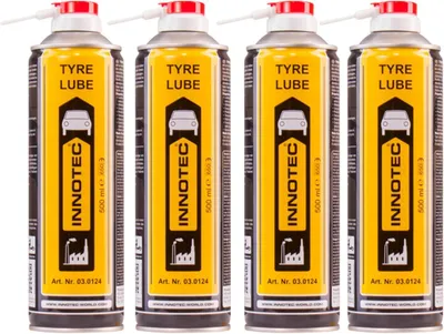 Immagine prodotto di 4 pezzi INNOTEC Tyre Lube 500 ml spray di montaggio – Lubrificante per il montaggio e lo smontaggio di parti in gomma come pneumatici per auto, riduce la resistenza all'attrito