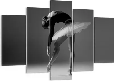 Produktbild von Bild auf Leinwand - Leinwandbild - 5 Teile - Ballerina Figur Schwarz und Weiß - 150x100cm - Wand Bild - Wanddeko - Wandbilder - Leinwanddruck - Bilder - Wanddekoration - Leinwand bilder EA150x100-4400