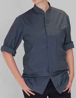 Image de Le Chef Prep DF120F | Blouse de cuisine Ladies Prep Shirt - Couleur : Storm Grey/Black - Taille : L