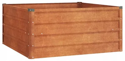 Zdjęcie produktu dla Donica Podwyższona Rdzawa 100X100X45 Cm Stal Kortenowska Donica Ogrodowa