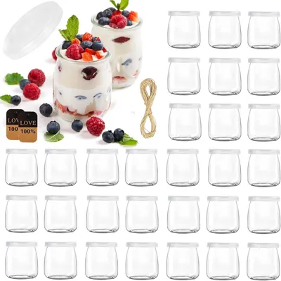 Image de Omgoods - Ensemble de 30 pots à yaourt avec couvercles, capacité de 200 ml