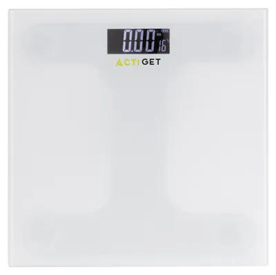 Produktbild von ACTIGET Personenwaage Elektronisch 150 kg – Gehärtetes Glas, Weiß