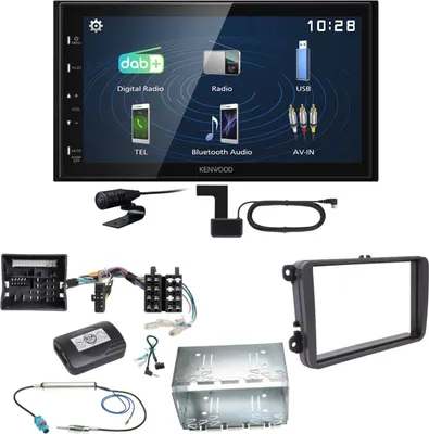Produktbild von Kenwood DMX129DAB DAB+ Bluetooth USB Einbauset für T6 Sharan 2 Beetle