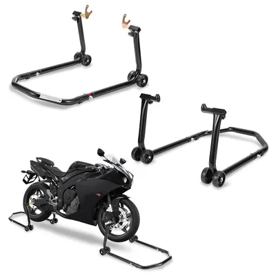 Immagine prodotto di TolleTour cavalletto per moto fino a 300 kg cavalletto di montaggio regolabile cavalletto per moto basculante per ruota anteriore e posteriore nero