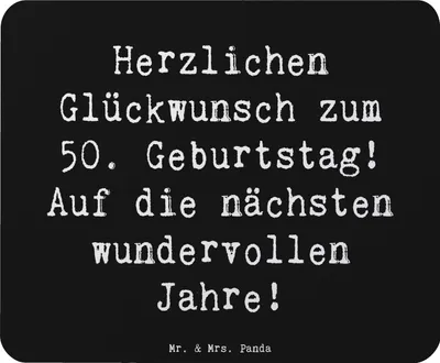 Produktbild von Mr. & Mrs. Panda Mouse Pad Spruch 50. Geburtstag Glückwunsch - Schwarz - Geschenk, Mauspad, Geburtstagsgeschenk, Glückwünsche, besondere Anlässe, Liebe, Wünsche, Alter
