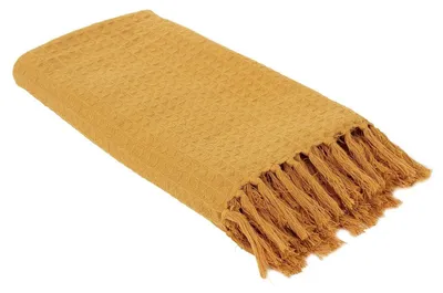 Zdjęcie produktu dla KOC BAWEŁNIANY Waffle PLED 130 x 160 cm ŻÓŁTY