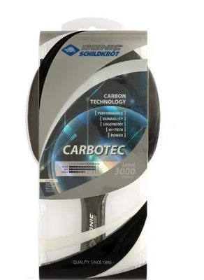Obrázok produktu pre Donic Schildkröt CarboTec 3000, Raketa na stolný tenis, Škola, herňa a centrum voľného času, Čierna, Akékoľvek pohlavie, Karbón, Karbón, Guma