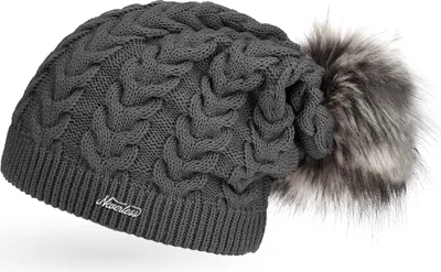 Produktbild von coole Damen Strickmütze Strick-Beanie gefüttert Fell-Bommel Winter-Mütze Bommelmütze Neverless® unisize