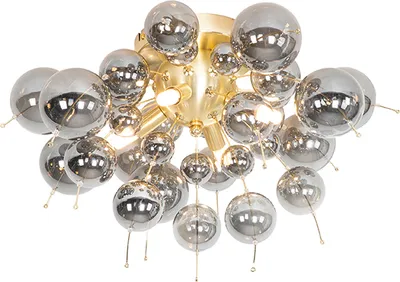 Produktbild von QAZQA - Design Deckenleuchte I Deckenlampe I Lampe I Leuchte Messing mit Rauchglas 4-flammig - Explode I Wohnzimmer I Schlafzimmer - Rund - LED geeignet G9