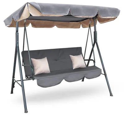 Produktbild von Aga MAJKA Hollywoodschaukel Dunkelgrau, Gartenschaukel 200 kg belastbar, 3-Sitzer mit Dach & Sitzauflage, Hängeschaukel, Schaukelbank für Garten - Terrasse