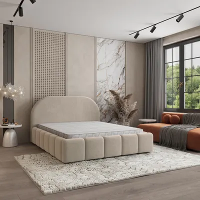 Produktbild von Masseno Polsterbett FLUSSO 160x200 cm, Polsterbett mit Bettkästen -Beige, SORO 21