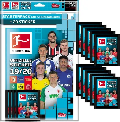 Image de Topps Bundesliga collectors stickers 2019/20 - 1 album avec 4 sachets + 10 sachets