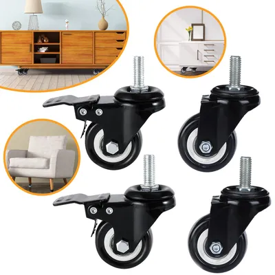 Produktbild von Lenkrollen für Möbel, 4 Lenkrollen mit Bremse & Schrauben, Leise Transportrollen für Palettenmöbel & DIY-Projekte