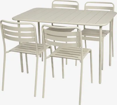 Produktbild von sweeek - Gartentisch + 4 Stühle aus Stahl - Beige