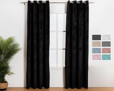 Immagine prodotto di Tende oscuranti in velluto - Tende decorative - Privacy e atmosfera - Isolamento termico - 140 x 260 cm - Nero