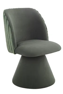 Produktbild von Hela Tische, Drehstuhl Esszimmerstuhl Bari, Bezug MATERIALMIX Samt/Felloptik Grün, Kegelfuß gepolstert, 360° drehbar, 120kg belastbar