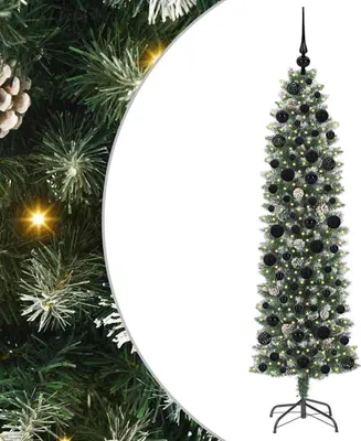 Image de vidaXL Arbre de Noël artificiel élancé vert et blanc 180 cm