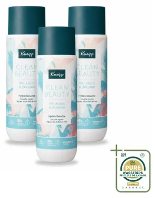 Imagen del producto de 3 unidades de gel de ducha Kneipp Clean Beauty, con algas y sal marina, 200 ml cada uno. Paquete ahorro