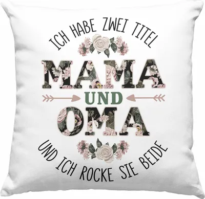 Produktbild von Trendation - Mama und Oma Deko-Kissen mit Füllung 40x40 Geschenk für Oma Weihnachten Geburtstag Lustige Deko-Kissen mit Füllung 40x40 Beste Oma (Grün)