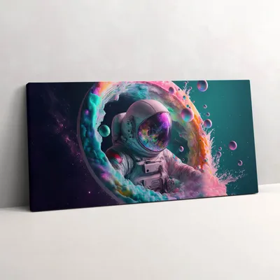 Produktbild von Kosmonaut bunte Wolken – Leinwandbild Wandbild – 140x70 cm – Leinwandbilder – Wandbilder – Schlafzimmer – Flur