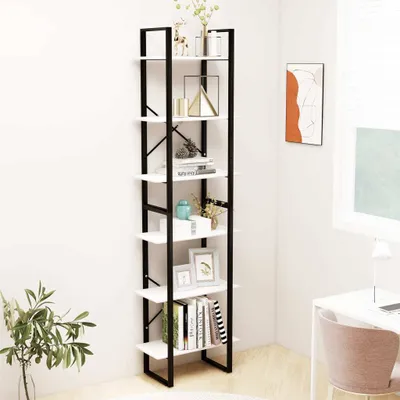 Immagine prodotto di The Living Store Scaffale portaoggetti bianco 60x30x210 cm in legno di pino massiccio