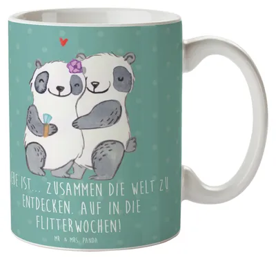 Produktbild von Mr. & Mrs. Panda Kaffeetasse Liebe Flitterwochen - Meeresbrise - Geschenk, Hochzeit, bedruckt, Tasse, Geschenke, unvergessliche Momente, Heirat, romantische Zeit, Becher