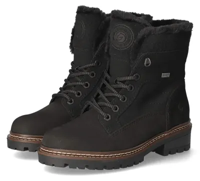 Immagine prodotto di Stivaletti da donna con lacci, marca Remonte, colore nero, realizzati in tessuto e materiale sintetico, taglia 36