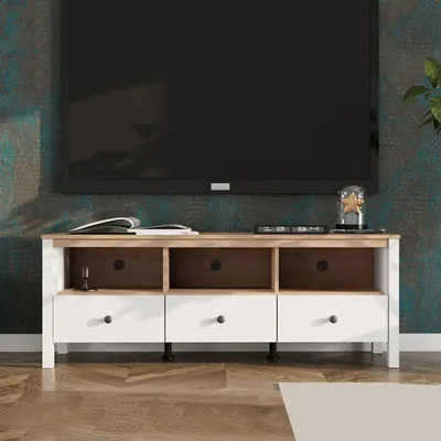 Produktbild von Tiarno - TV-Schrank, 143x40x54h cm, Weiß Matt, 3 Schubladen