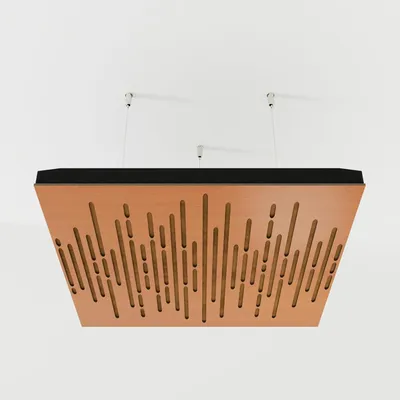 Productafbeelding van Set van 4 akoestische plafondpanelen WAVE, 50x50x5 cm, kersenhout/goud