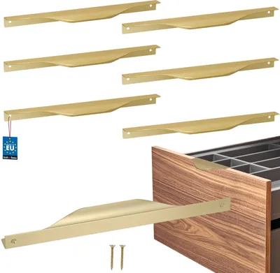 Obrázek produktu pro KOTARBAU® Sada 6 nábytkových úchytek Nábytkové úchytky Skříňové úchytky 256 / 276 mm ZnAl kuchyňské úchytky Zlaté úchytky Nábytková dvířka Profilová úchytka Úchytky na dveře Kuchyňské zásuvky Úchytky pro kuchyňské skříňky Moderní