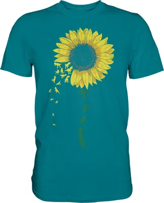 Produktbild von Dinosaurier Sonnenblumen T-Shirt Dino Garten Motiv Gärtner Geschenk – Diva Blue / S