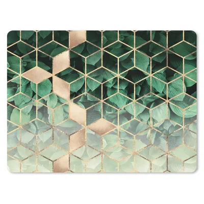 Produktbild von MuchoWow® Mauspad Mousepad Blätter - Gold - Würfel - Luxus 40x30 cm - Mousepads - Maus Mat - Pad - Mausunterlage - Anti Rutsch