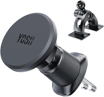 Imagen del producto de Soporte magnético para teléfono de coche, 2 en 1, con fuerte poder magnético, para rejillas de ventilación y salpicadero, 1 unidad, compatible con