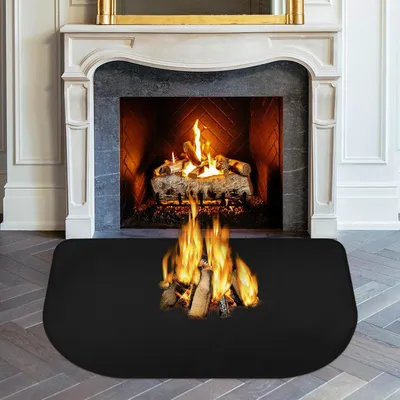 Obrázok produktu pre Krbová rohož 106 x 61 cm, ochrana podlahy proti iskrami, čierna, pre krbové kachle