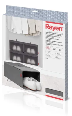 Stapelbare Schuhbox aus Polyester, 23x34x16 cm, grau