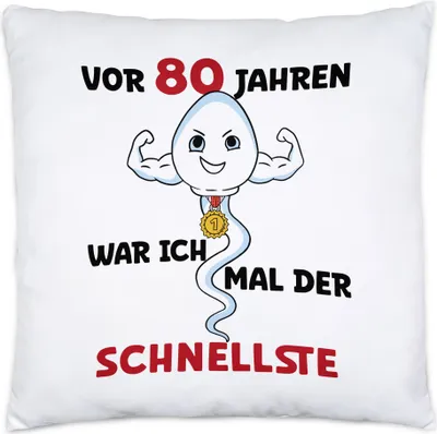 Produktbild von Vor 80 Jahren War Ich Mal Der Schnellste Kissen Happy Birthday 80. Geburtstag Glückwünsche Let's Party And Dance