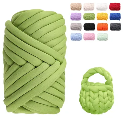 Obrázek produktu pro Příze na pletení, 500 g, 25 metrů, silná příze typu chenille, zelená, v balení ve tvaru hadičky