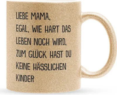 Produktbild von 22Feels Glitzertasse Gold Mama Geschenk Muttertag Mutter Geburtstag Kaffeetasse Frauen Weihnachten Haferl Geschenkidee Bürotasse