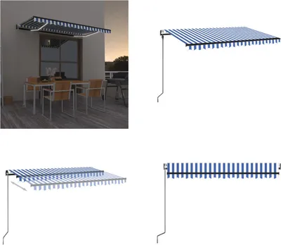 Produktbild von vidaXL Automatische Markise mit LED Windsensor 450x300cm Blau und Weiß - Markise - Markisen - Sonnendach - Sonnendächer