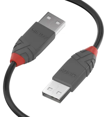 Produktbild von Lindy 36691, 0,5 m, USB A, USB A, USB 2.0, 0,48 Gbit/s, Schwarz, Grau