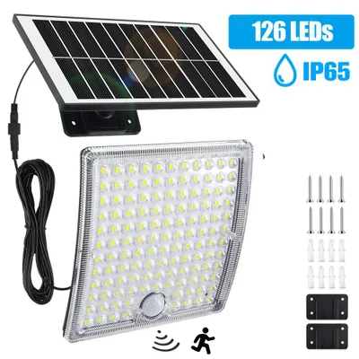 Produktbild von Solar-LED-Strahler - Außenleuchte - 126 LEDs - Bewegungsmelder - 3 Lichtmodi - IP65 - Wandmontage