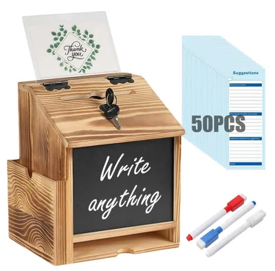 Produktbild von Vorschlagsbox verschließbar - Spendenbox mit Schloss - Wahlurne - Kommentarbox - Ausgabebox - Inklusive 50 Vorschlagszettel - 25 x 17 x 10 cm